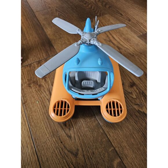Green Toys Helicopter Blue Orange Aircraft 6” Tall Bath Water Toy - Picture 2 of 4